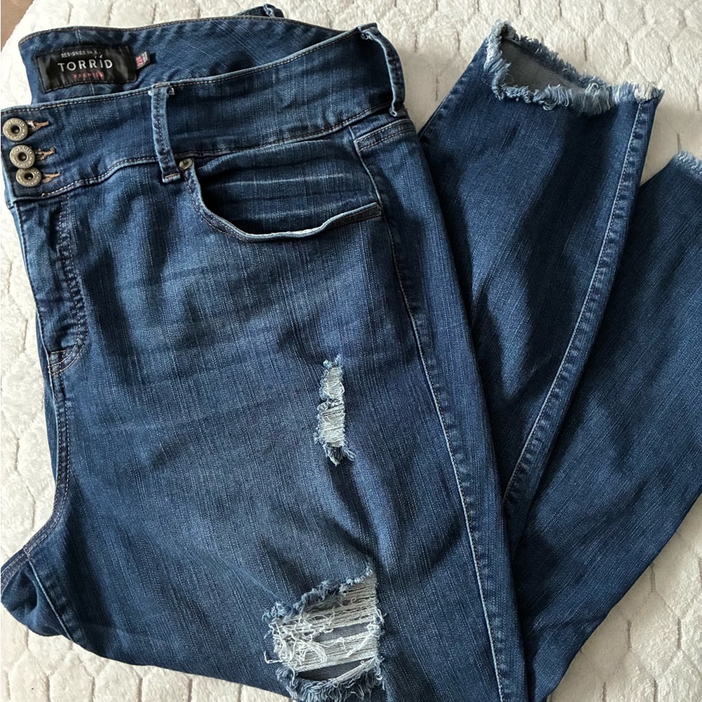 Torrid Women's Distressed Blue Skinny Jeans